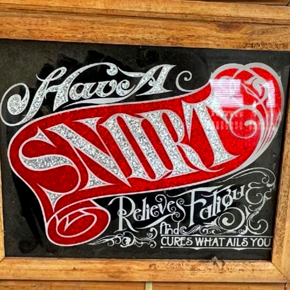 Mid century carnival glass mirror funny Snort cola mirror cocaine reference blow